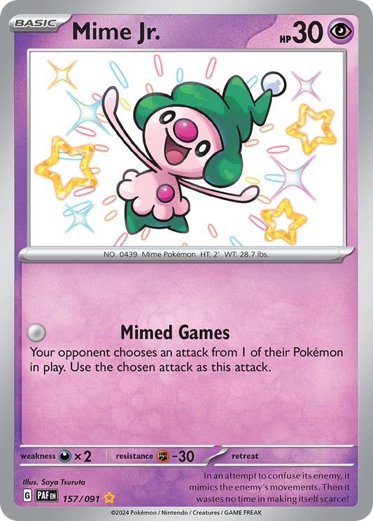Mime Jr. 157/91 Shiny Rare | Paldean Fates | Pokemon Card