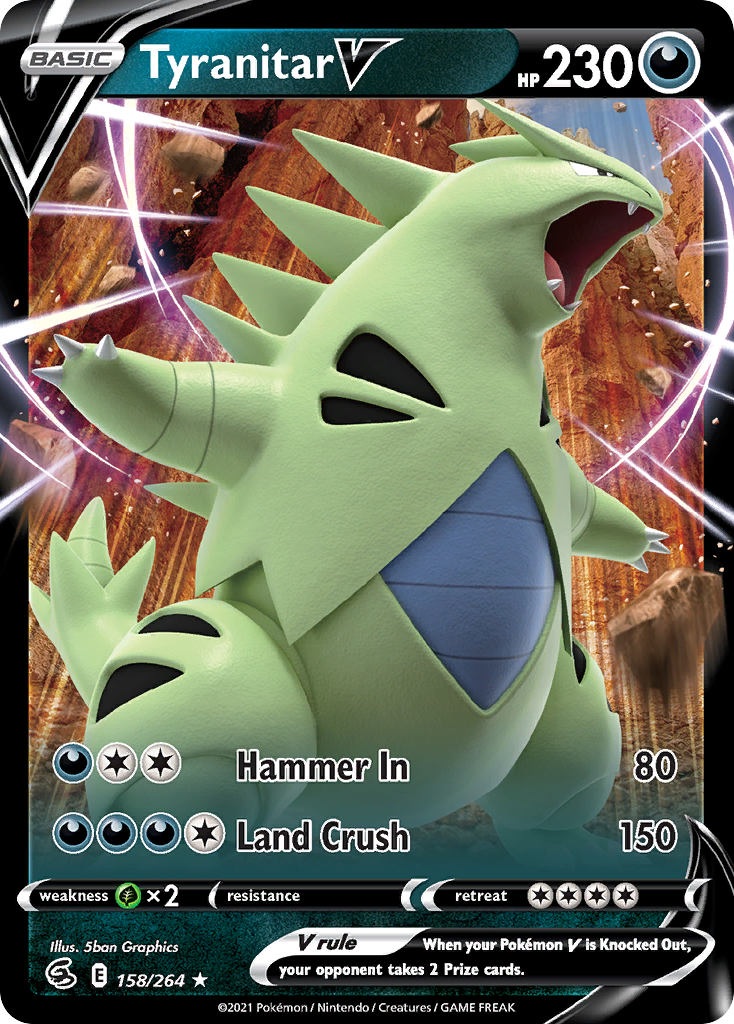 Tyranitar V 158/264 Rare Holo V | Fusion Strike | Pokemon Card
