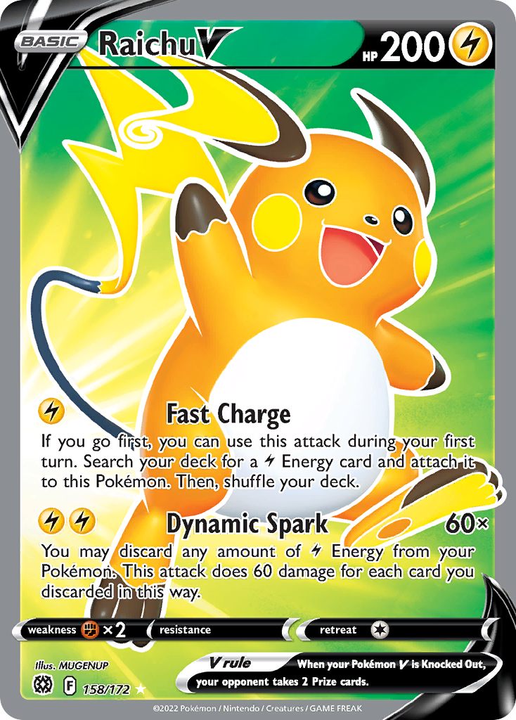 Raichu V 158/172 Rare Ultra | Brilliant Stars | Pokemon Card