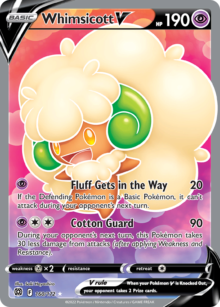 Whimsicott V 160/172 Rare Ultra | Brilliant Stars | Pokemon Card