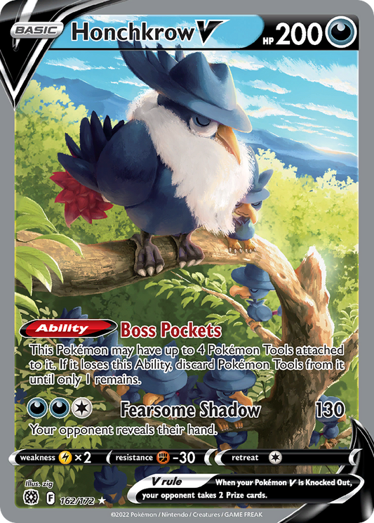 Honchkrow V 162/172 Rare Ultra | Brilliant Stars | Pokemon Card