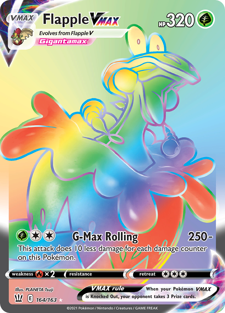 Flapple VMAX 164/163 Rare Rainbow | Battle Styles | Pokemon Card