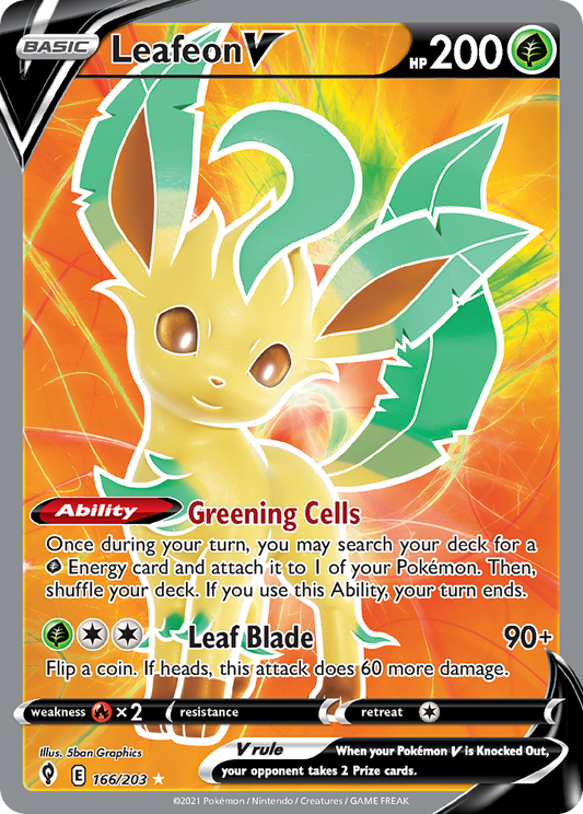 Leafeon V 166/203 Rare Ultra | Evolving Skies | Pokemon Card