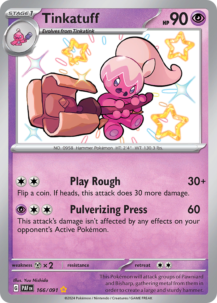 Tinkatuff 166/91 Shiny Rare | Paldean Fates | Pokemon Card