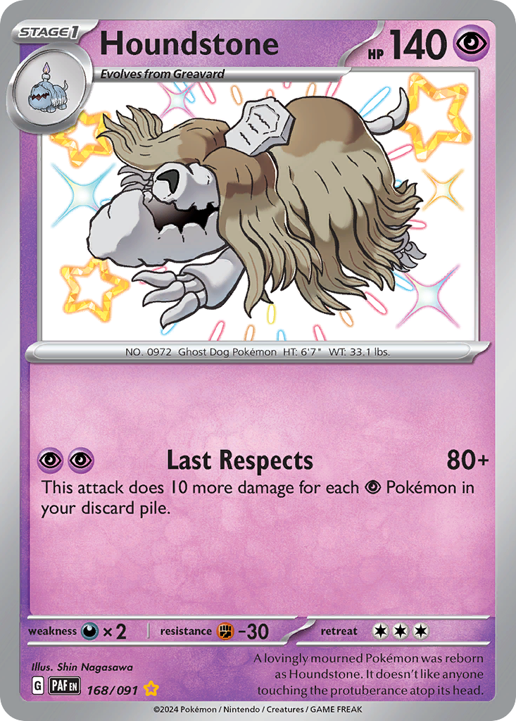 Houndstone 168/91 Shiny Rare | Paldean Fates | Pokemon Card