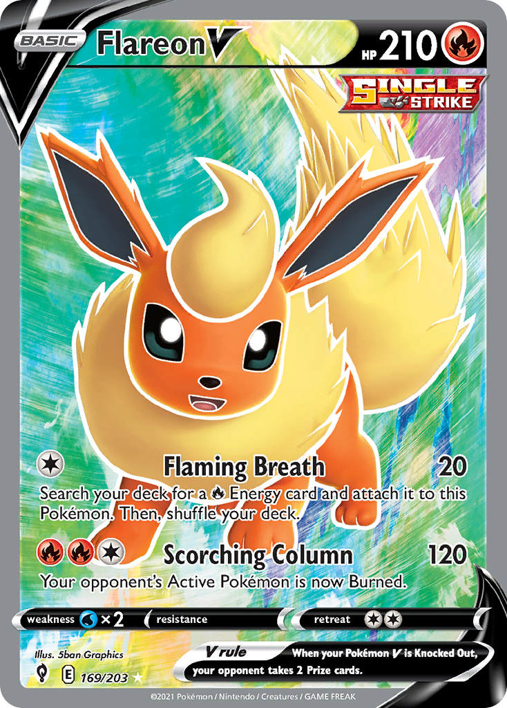 Flareon V 169/203 Rare Ultra | Evolving Skies | Pokemon Card
