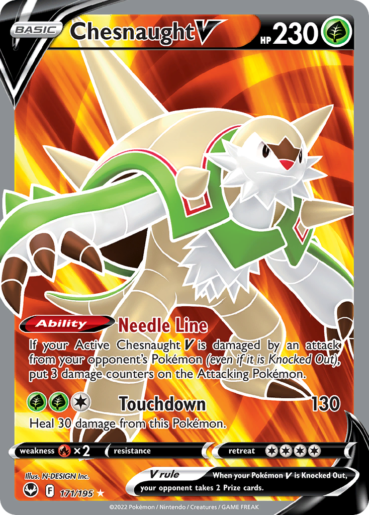 Chesnaught V 171/195 Rare Ultra | Silver Tempest | Pokemon Card