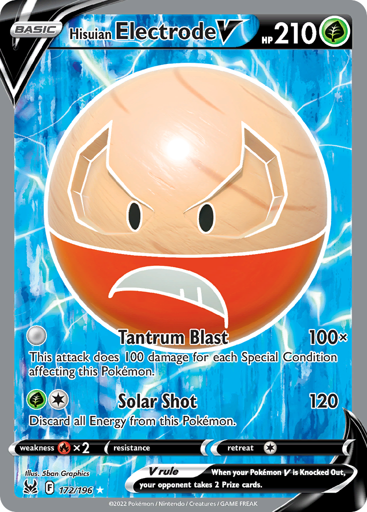 Hisuian Electrode V 172/196 Rare Ultra | Lost Origin | Pokemon Card