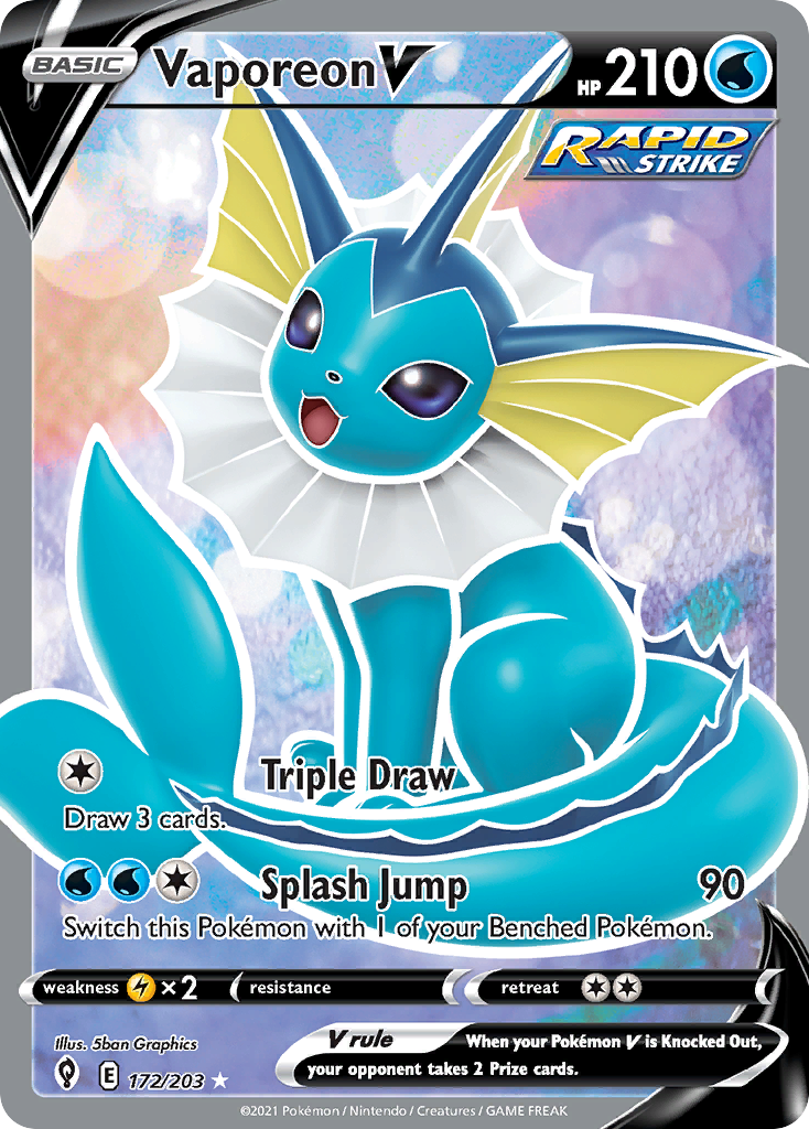 Vaporeon V 172/203 Rare Ultra | Evolving Skies | Pokemon Card