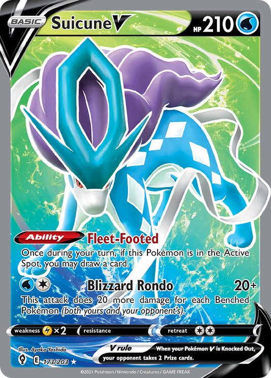 Suicune V 173/203 Rare Ultra | Evolving Skies | Pokemon Card