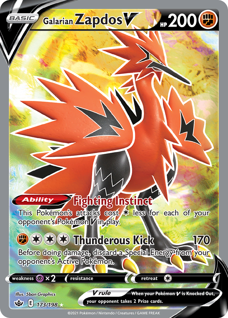 Galarian Zapdos V 173/198 Rare Ultra | Chilling Reign | Pokemon Card