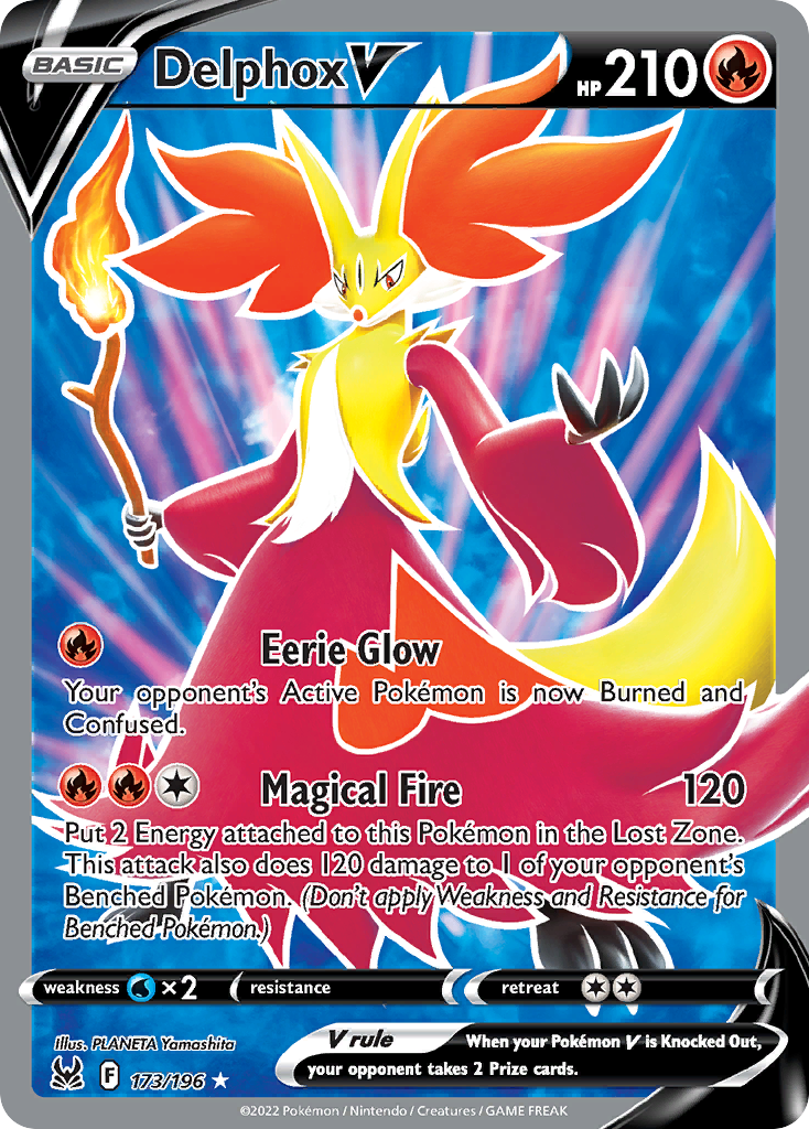 Delphox V 173/196 Rare Ultra | Lost Origin | Pokemon Card