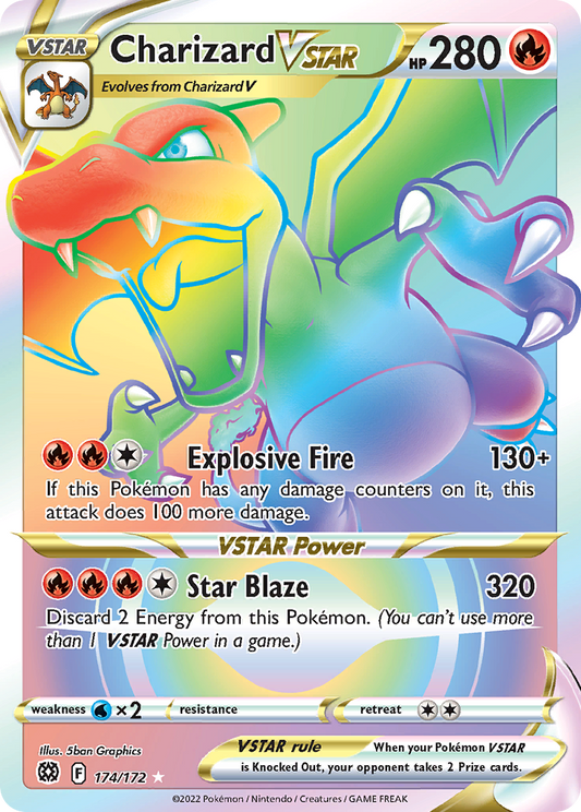 Charizard VSTAR 174/172 Rare Rainbow | Brilliant Stars | Pokemon Card