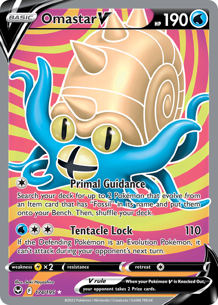 Omastar V 174/195 Rare Ultra | Silver Tempest | Pokemon Card
