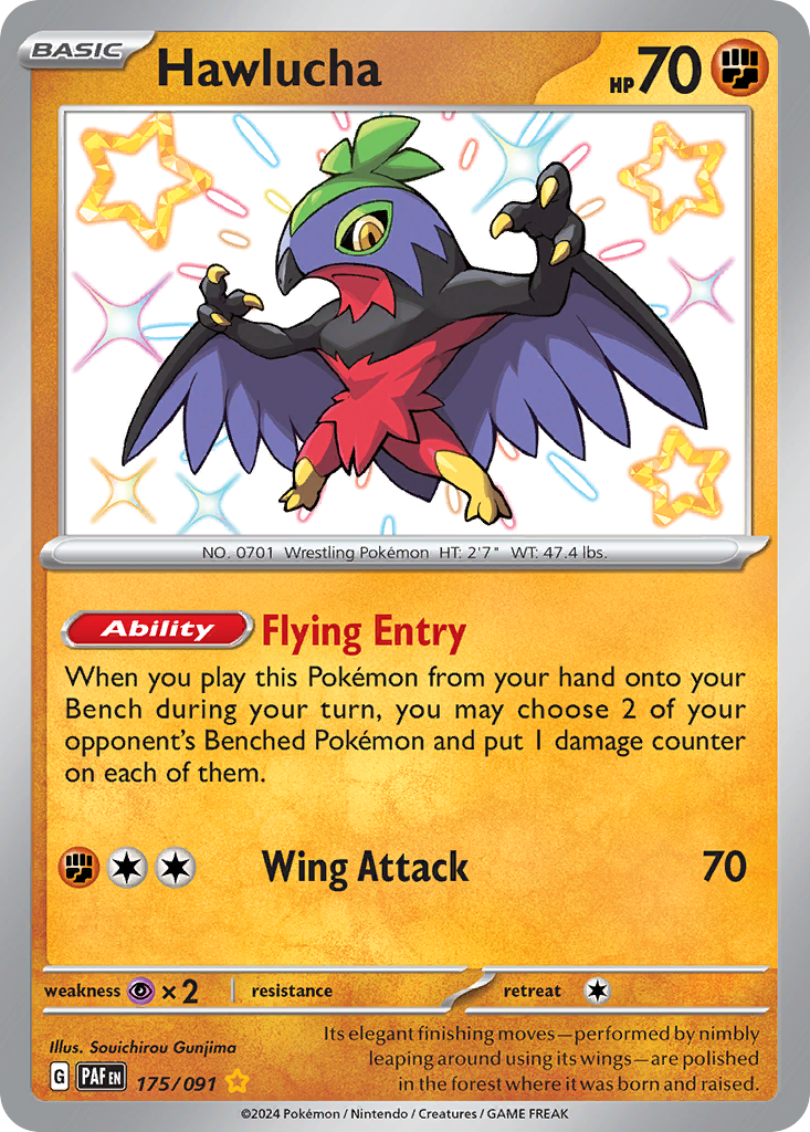 Hawlucha 175/91 Shiny Rare | Paldean Fates | Pokemon Card