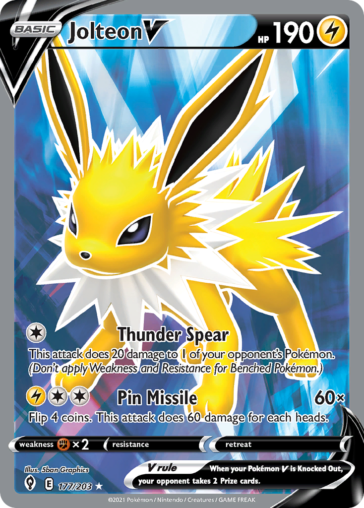 Jolteon V 177/203 Rare Ultra | Evolving Skies | Pokemon Card