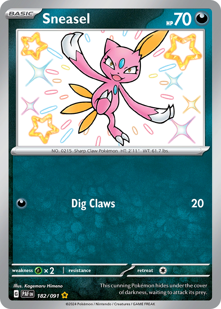 Sneasel 182/91 Shiny Rare | Paldean Fates | Pokemon Card