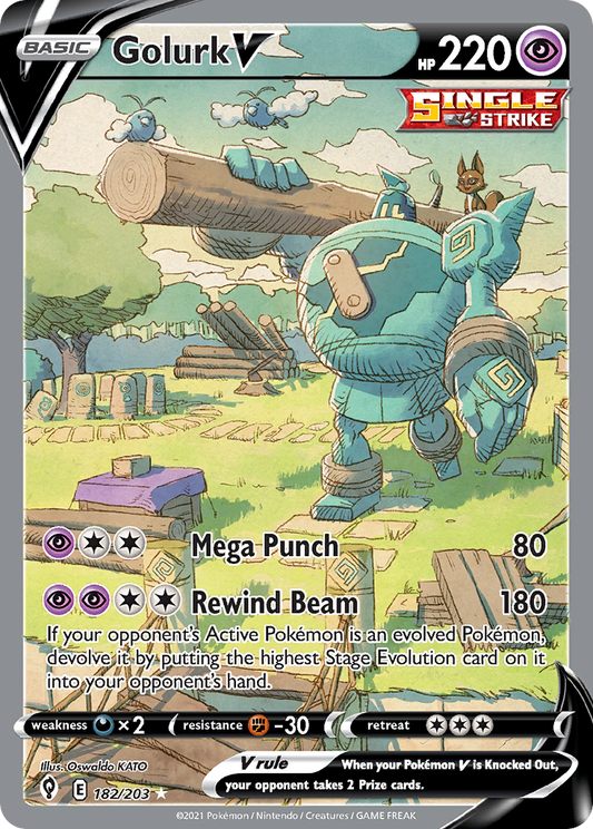 Golurk V 182/203 Rare Ultra | Evolving Skies | Pokemon Card