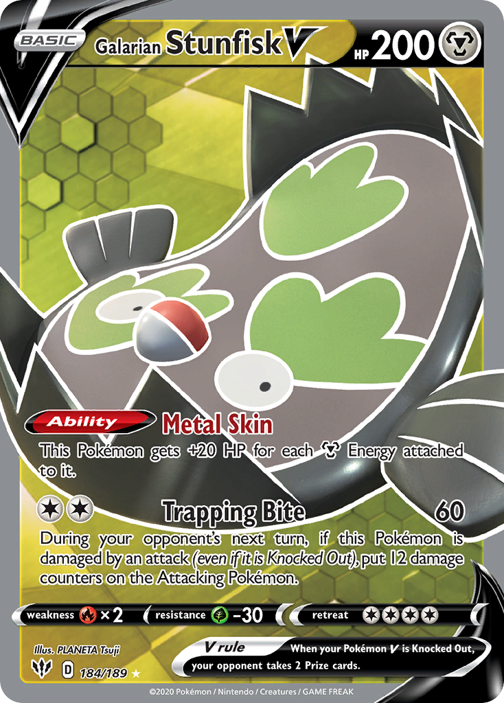Galarian Stunfisk V 184/189 Rare Ultra | Darkness Ablaze | Pokemon Card