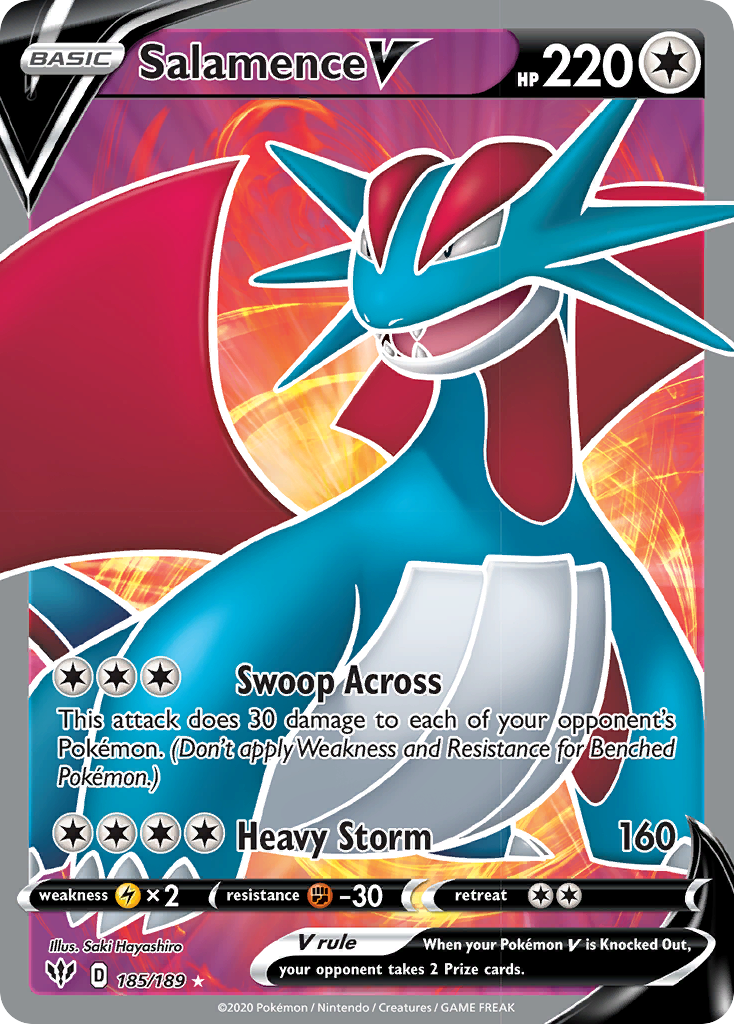 Salamence V 185/189 Rare Ultra | Darkness Ablaze | Pokemon Card