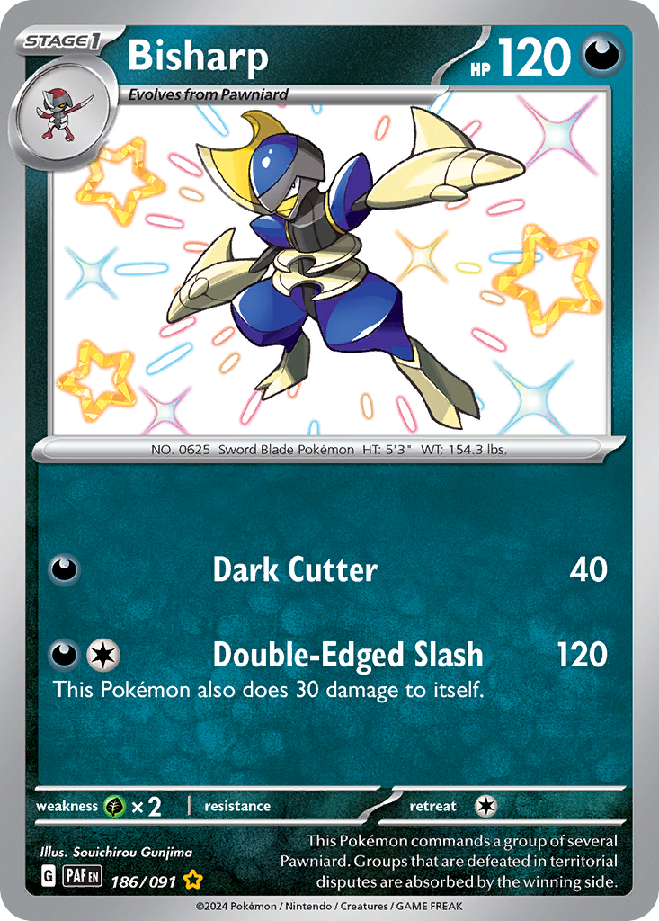 Bisharp 186/91 Shiny Rare | Paldean Fates | Pokemon Card