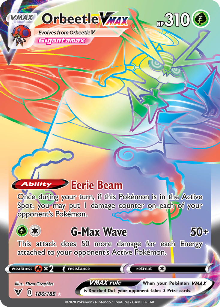 Orbeetle VMAX 186/185 Rare Rainbow | Vivid Voltage | Pokemon Card