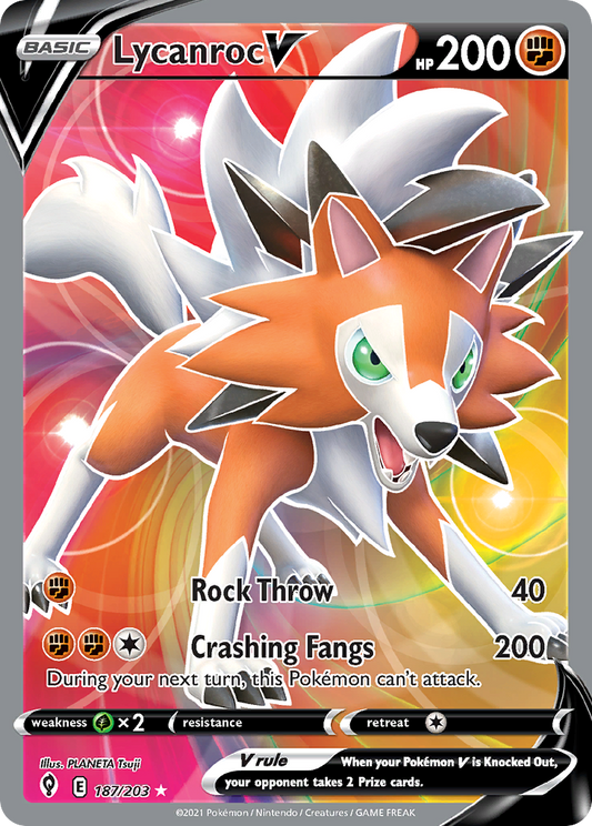 Lycanroc V 187/203 Rare Ultra | Evolving Skies | Pokemon Card