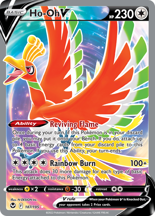 Ho-Oh V 187/195 Rare Ultra | Silver Tempest | Pokemon Card
