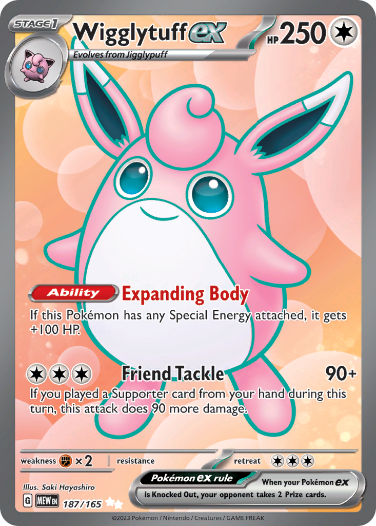 Wigglytuff ex 187/165 Ultra Rare | 151 | Pokemon Card