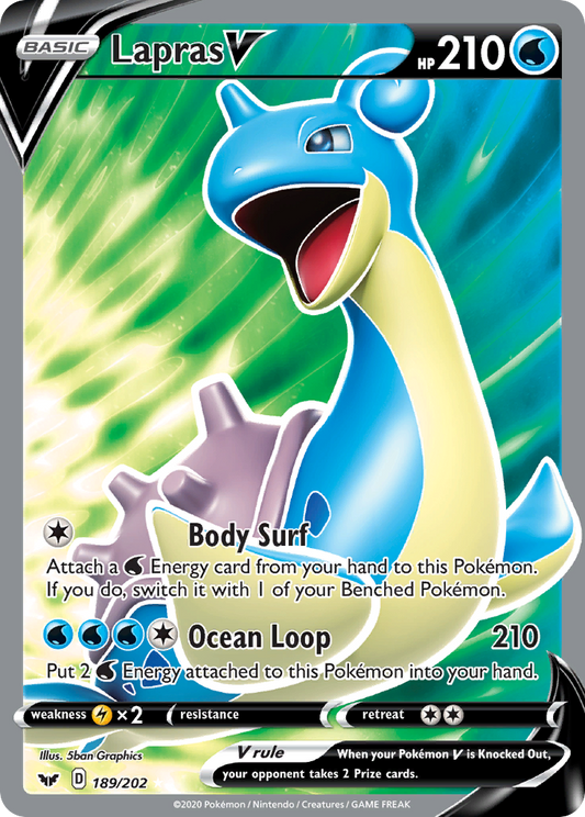 Lapras V 189/202 Rare Ultra | Sword & Shield | Pokemon Card