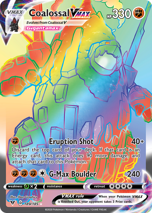 Coalossal VMAX 189/185 Rare Rainbow | Vivid Voltage | Pokemon Card