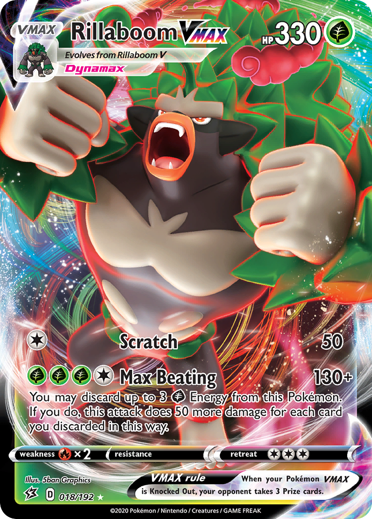 Rillaboom VMAX 18/192 Rare Holo VMAX | Rebel Clash | Pokemon Card