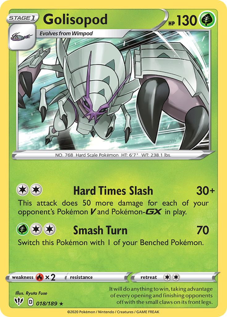 Golisopod 18/189 Rare Holo | Darkness Ablaze | Pokemon Card
