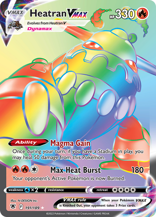 Heatran VMAX 191/189 Rare Rainbow | Astral Radiance | Pokemon Card