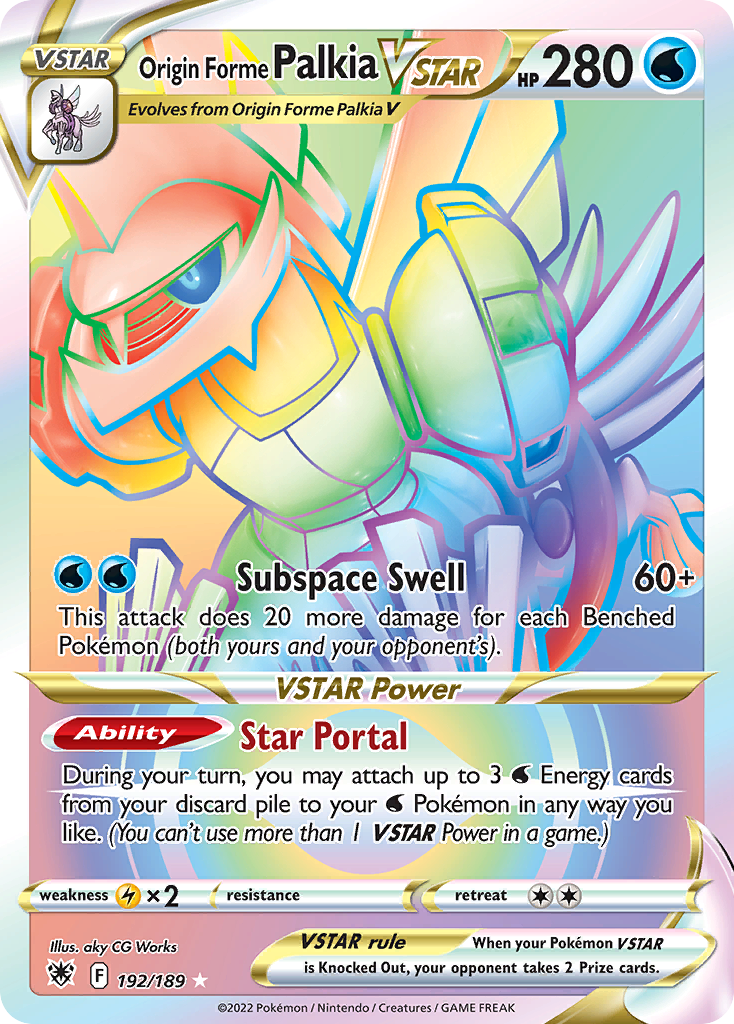 Origin Forme Palkia VSTAR 192/189 Rare Rainbow | Astral Radiance | Pokemon Card