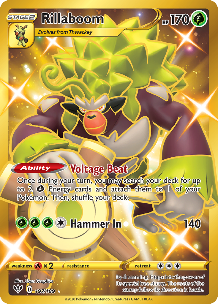 Rillaboom 197/189 Rare Secret | Darkness Ablaze | Pokemon Card