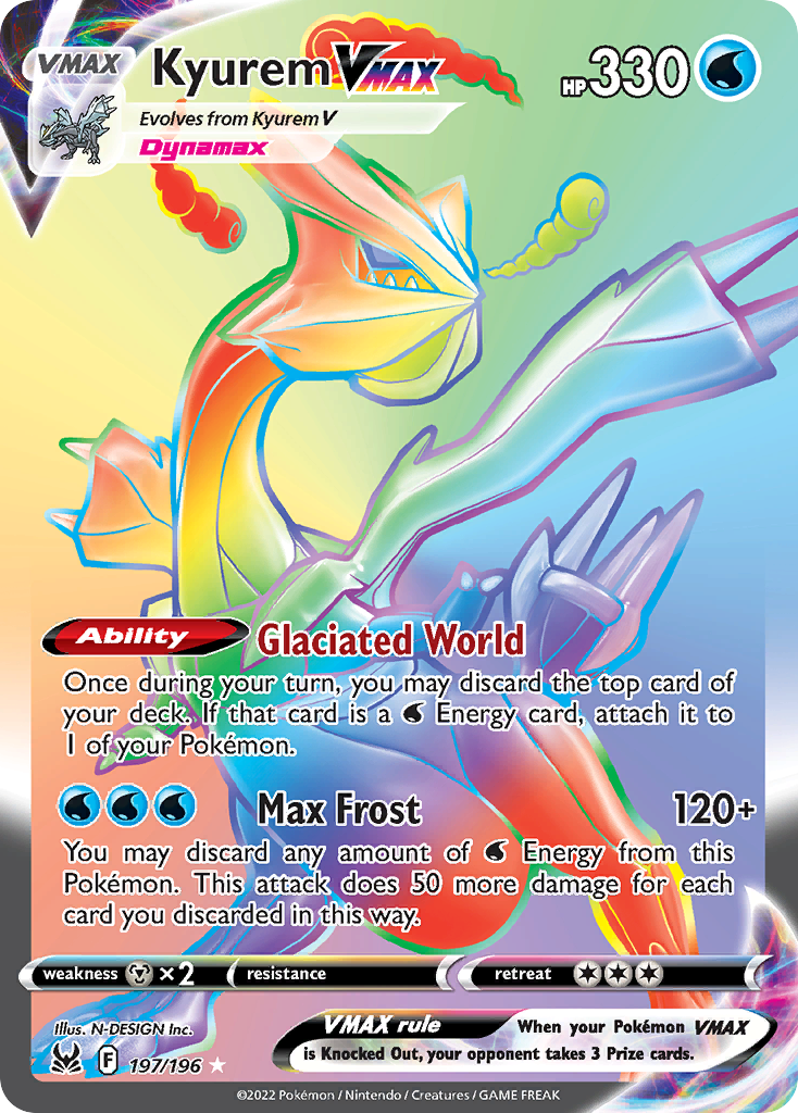 Kyurem VMAX 197/196 Rare Rainbow | Lost Origin | Pokemon Card