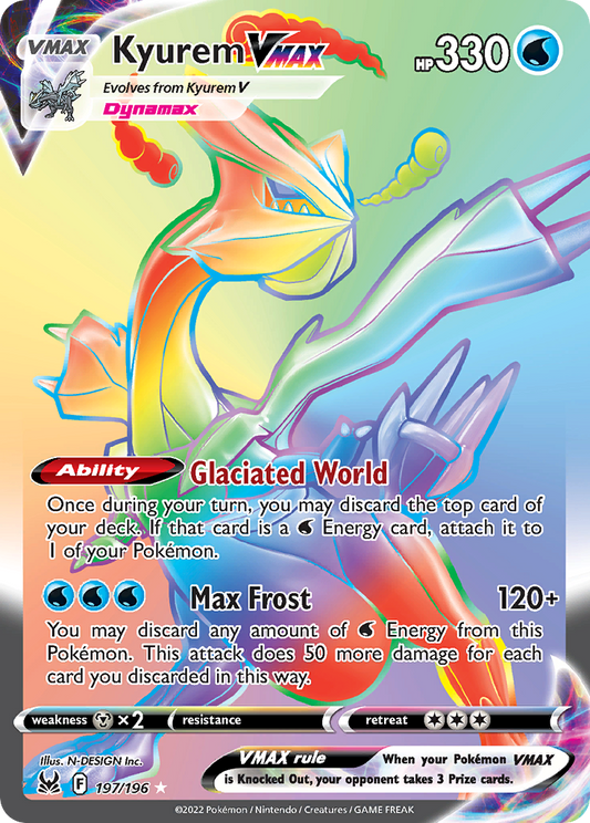 Kyurem VMAX 197/196 Rare Rainbow | Lost Origin | Pokemon Card