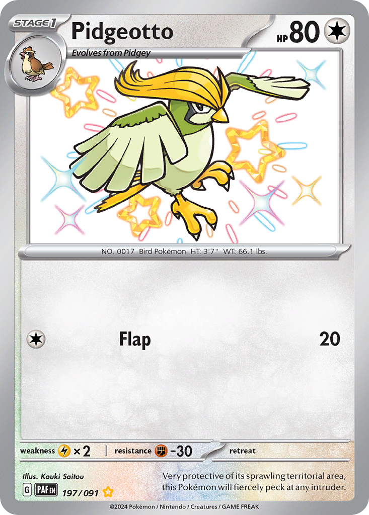 Pidgeotto 197/91 Shiny Rare | Paldean Fates | Pokemon Card