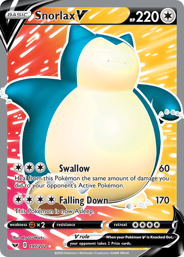 Snorlax V 197/202 Rare Ultra | Sword & Shield | Pokemon Card