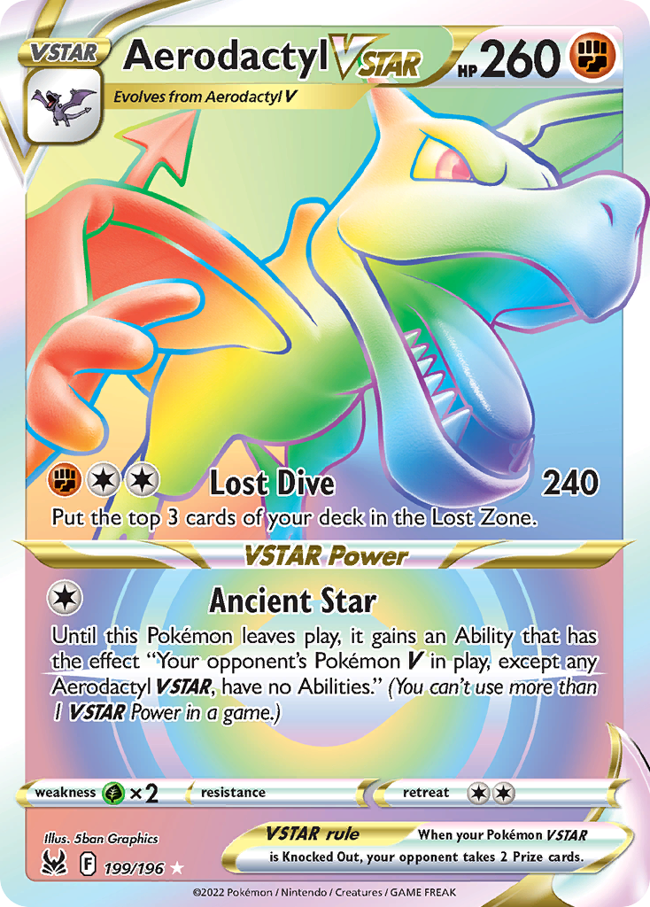 Aerodactyl VSTAR 199/196 Rare Rainbow | Lost Origin | Pokemon Card