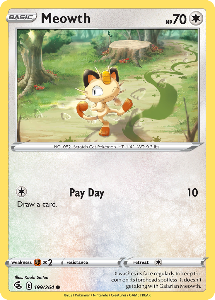 Meowth 199/264 Common | Fusion Strike | Pokemon Card – Brickheads