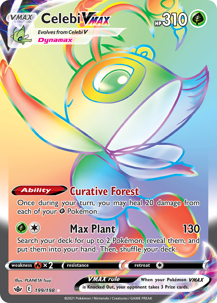 Celebi VMAX 199/198 Rare Rainbow | Chilling Reign | Pokemon Card