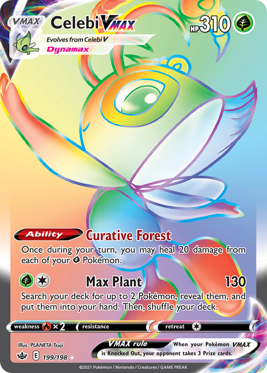 Celebi VMAX 199/198 Rare Rainbow | Chilling Reign | Pokemon Card