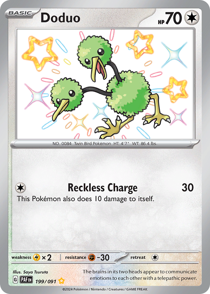 Doduo 199/91 Shiny Rare | Paldean Fates | Pokemon Card