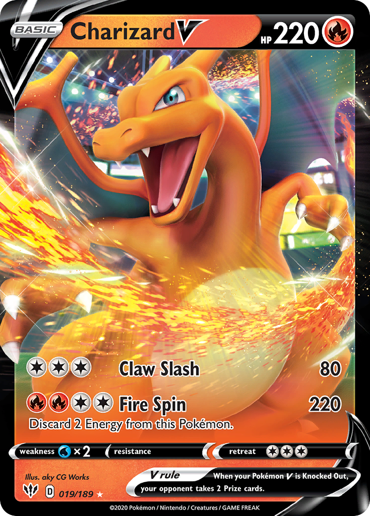 Charizard V 19/189 Rare Holo V | Darkness Ablaze | Pokemon Card