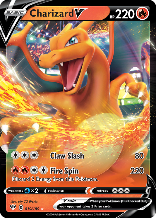Charizard V 19/189 Rare Holo V | Darkness Ablaze | Pokemon Card