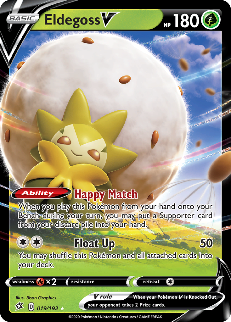 Eldegoss V 19/192 Rare Holo V | Rebel Clash | Pokemon Card