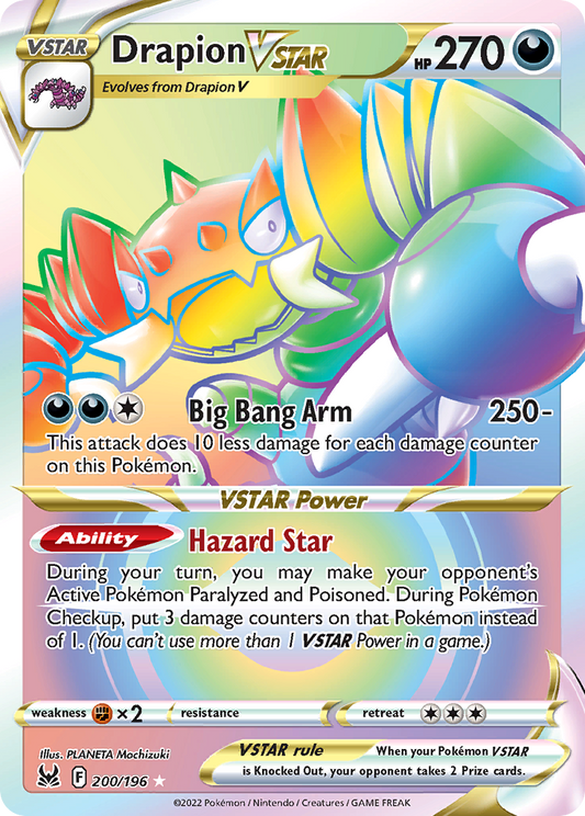 Drapion VSTAR 200/196 Rare Rainbow | Lost Origin | Pokemon Card