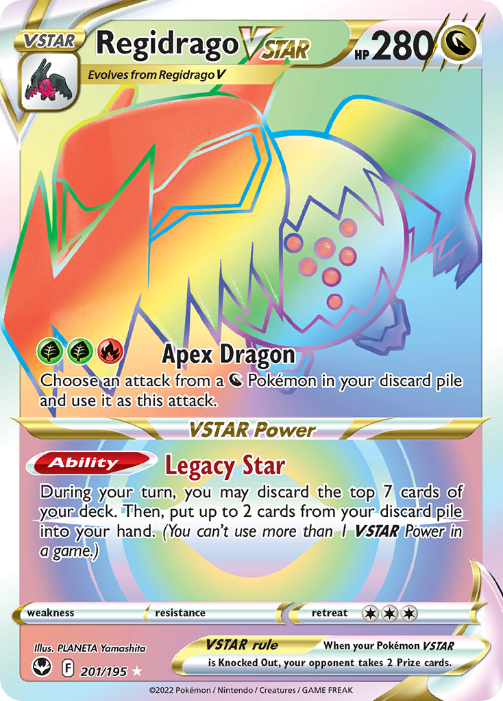 Regidrago VSTAR 201/195 Rare Rainbow | Silver Tempest | Pokemon Card